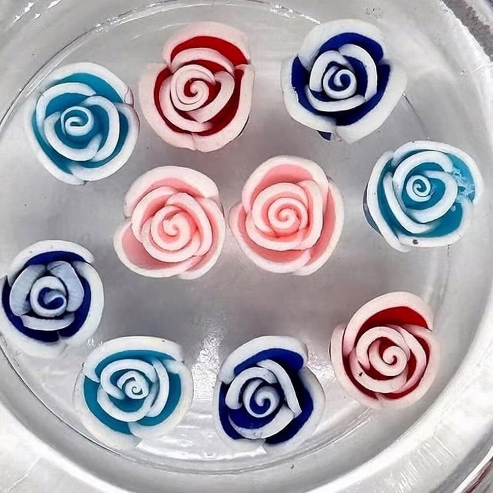 10pcs Beads for Jewelry Making Assorted Small Clay Rose Soup #19447